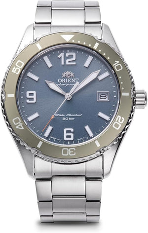 ORIENT MAKO SOLAR SILVER & BABY BLUE MEN WATCH RN-WJ0002L