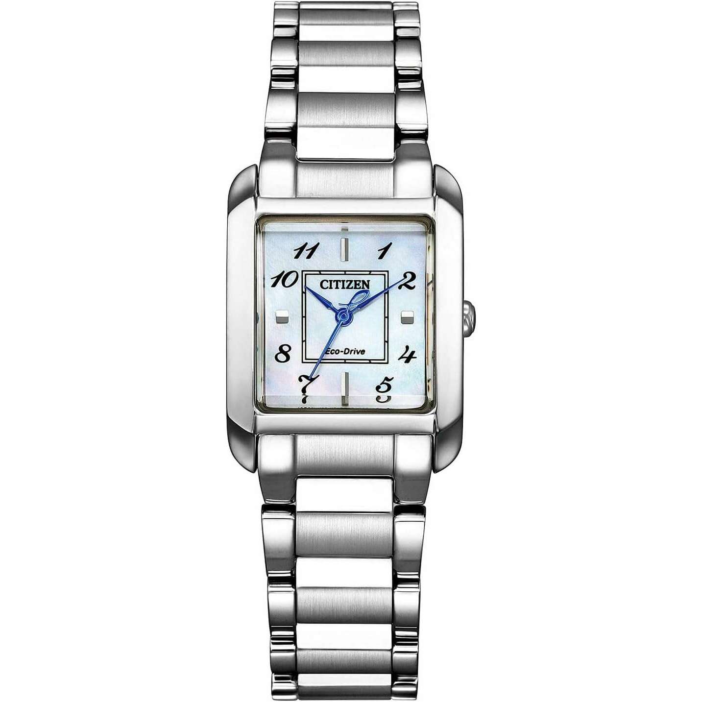 CITIZEN L SQUARE COLLECTION ECO-DRIVE SILVER STRAP PEARLY