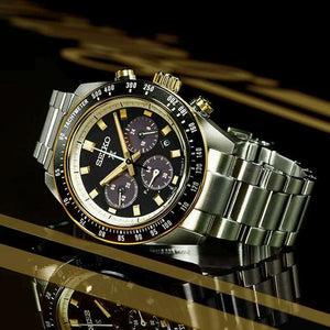 ROOK JAPAN:SEIKO PROSPEX SPEEDTIMER SOLAR CHRONOGRAPH LARGE SILVER & GOLD MEN WATCH SBDL113,JDM Watch,Seiko Prospex