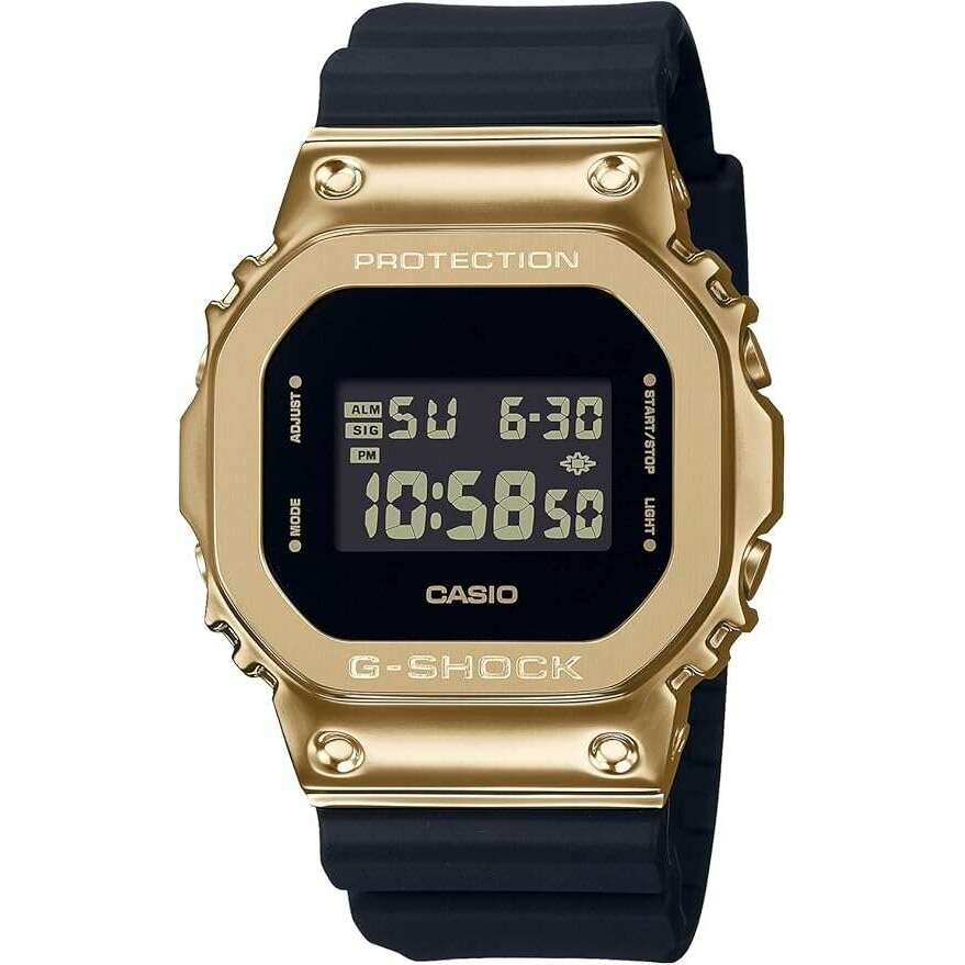 ROOK JAPAN:CASIO G-SHOCK METAL COVERED DAY-DATE DIGITAL BLACK & GOLD MEN WATCH GM-5600G-9JF,JDM Watch,Casio G-Shock