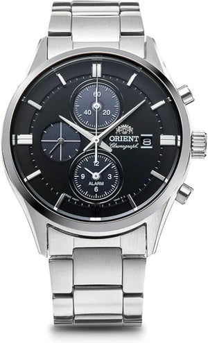 ORIENT SOLAR CHRONOGRAPH SILVER & BLACK MEN WATCH RN-TY0002B