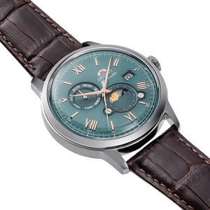 ORIENT BAMBINO SUN&MOON AUTOMATIC GREEN MEN WATCH RN-AK0805E