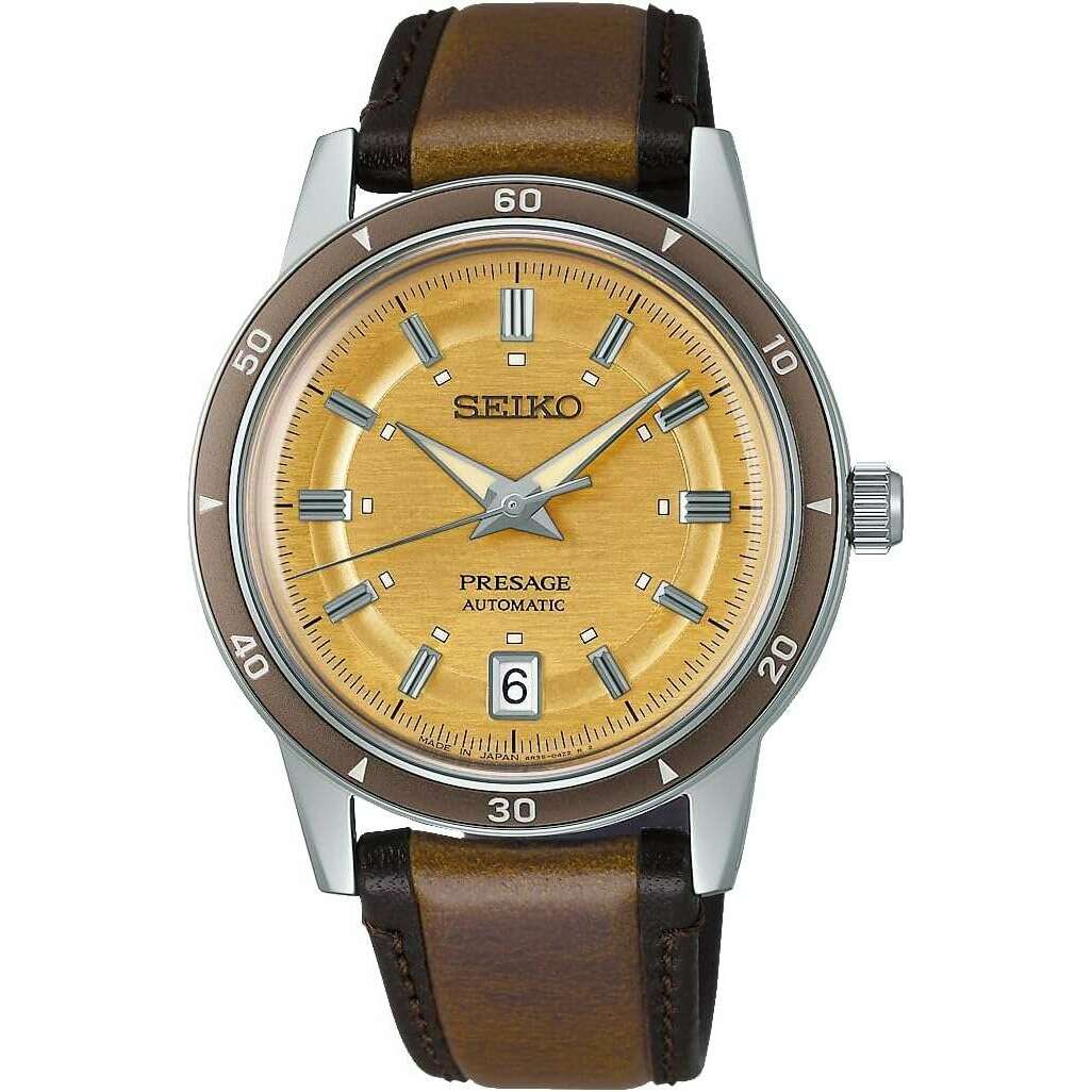 SEIKO PRESAGE STYLE 60'S SERIES AUTOMATIC BROWN LEATHER STRAP