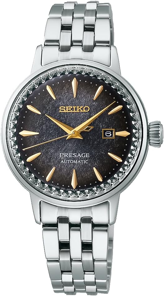 SEIKO PRESAGE COCKTAIL TIME STAR BAR LIMITED EDITION SILVER & BLACK WOMEN'S WATCH SRRW003