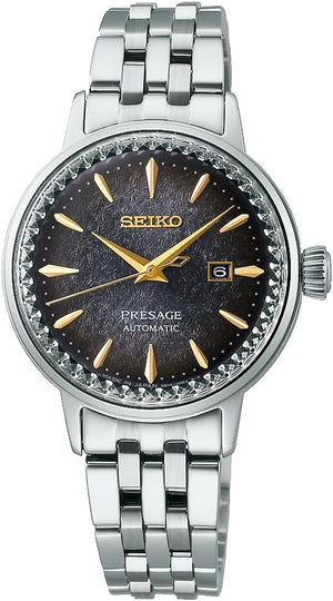 SEIKO PRESAGE COCKTAIL TIME STAR BAR LIMITED EDITION SILVER & BLACK WOMEN'S WATCH SRRW003