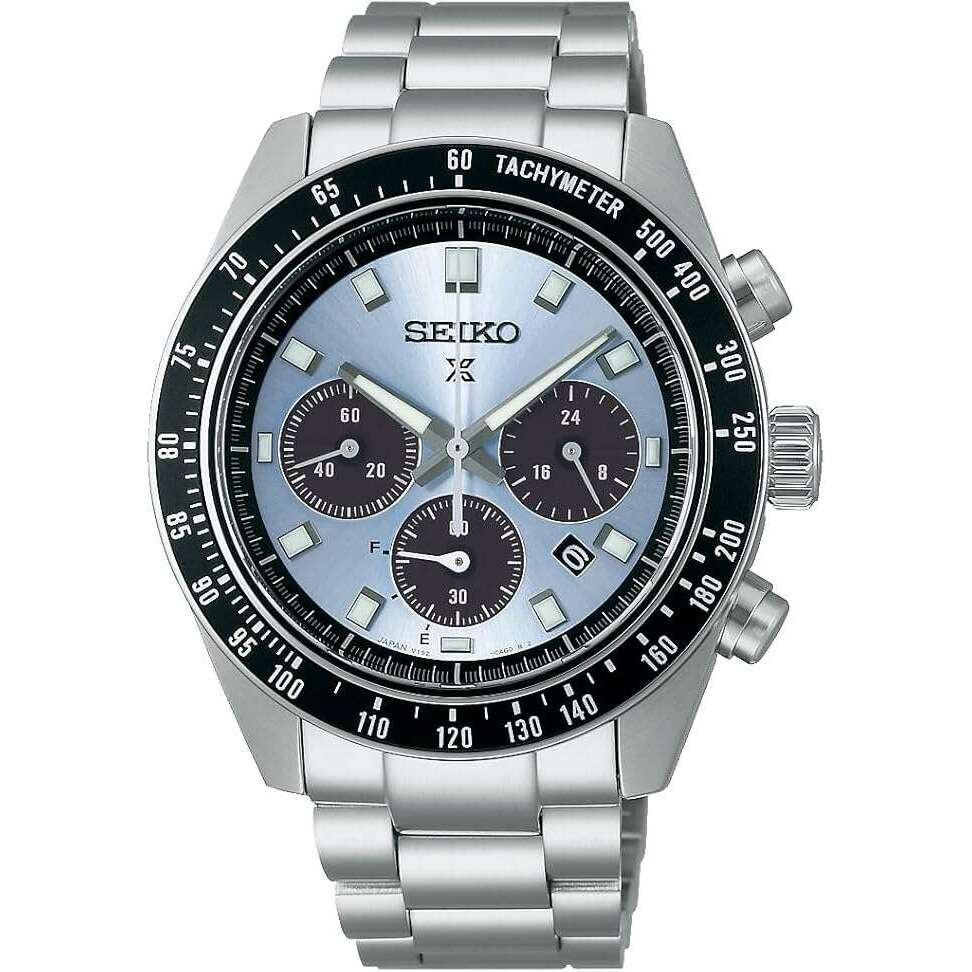 ROOK JAPAN:SEIKO PROSPEX SPEEDTIMER SOLAR CHRONOGRAPH LARGE SILVER & CRYSTAL BLUE MEN WATCH SBDL109,JDM Watch,Seiko Prospex