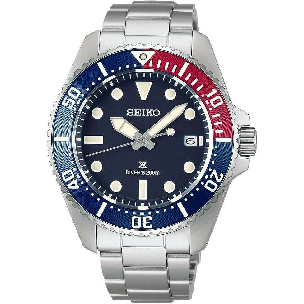 ROOK JAPAN:SEIKO PROSPEX DIVER SCUBA PADI SOLAR MEN WATCH SILVER STRAP PEPSI COLORS SBDJ061,JDM Watch,Seiko Prospex