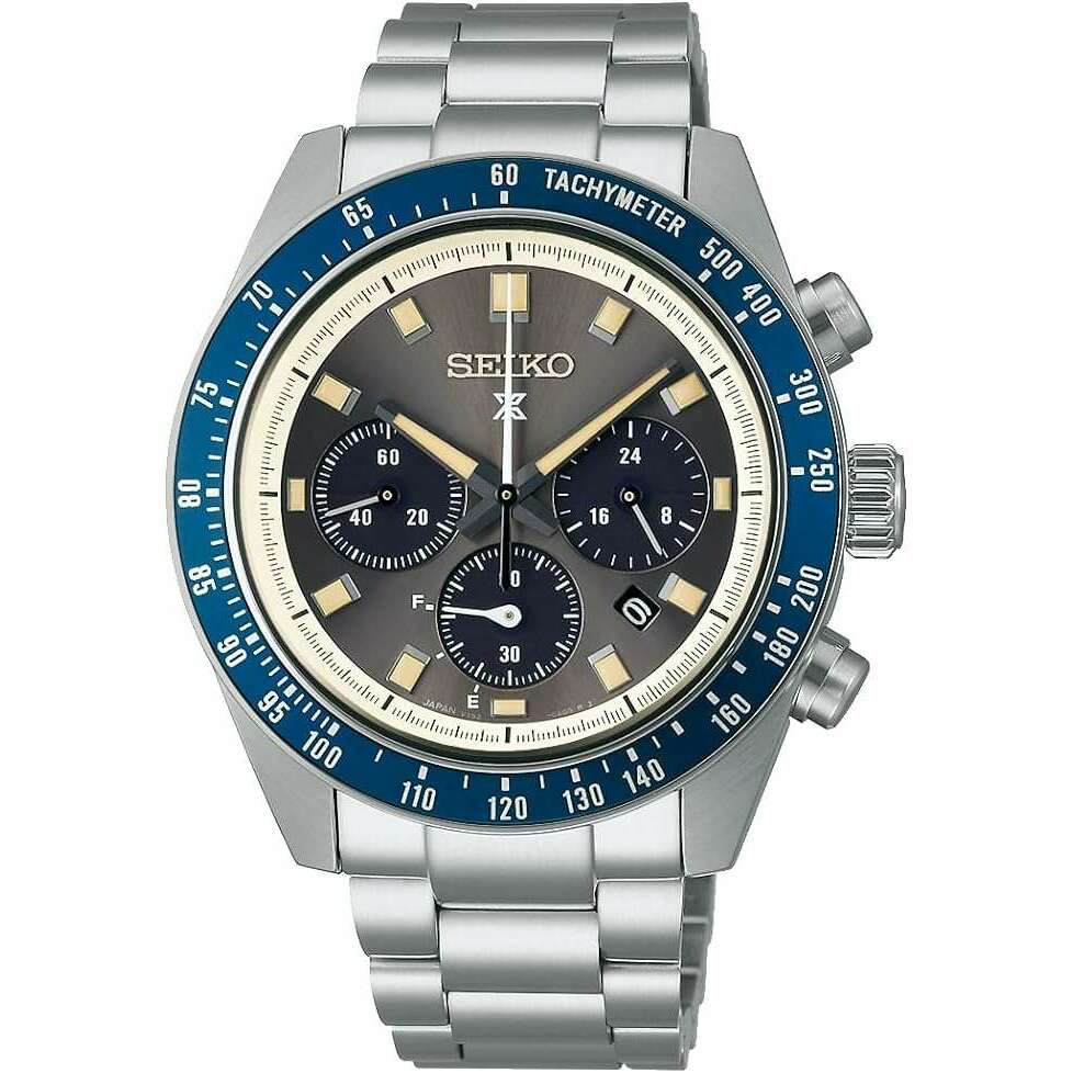 ROOK JAPAN:SEIKO PROSPEX SPEEDTIMER SOLAR CHRONOGRAPH LARGE SILVER & BLUE MEN WATCH SBDL111,JDM Watch,Seiko Prospex