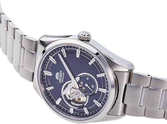 ORIENT AUTOMATIC CONTEMPORARY SEMI-SKELETON SILVER & NAVY BLUE MEN WATCH RN-AR0002L
