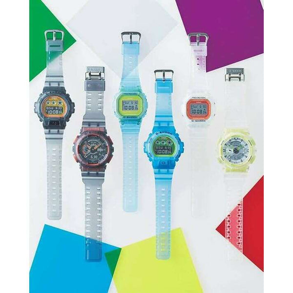CASIO G-SHOCK COLOR SKELETON SERIES ANALOG DIGITAL CLEAR & YELLOW