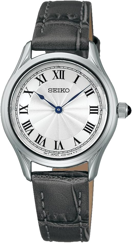 SEIKO SELECTION NANO UNIVERSE COLLAB GREY LEATHER STRAP SILVER WOMEN WATCH SSEH013