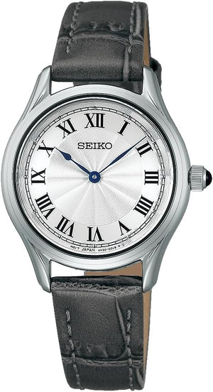 SEIKO SELECTION NANO UNIVERSE COLLAB GREY LEATHER STRAP SILVER WOMEN WATCH SSEH013