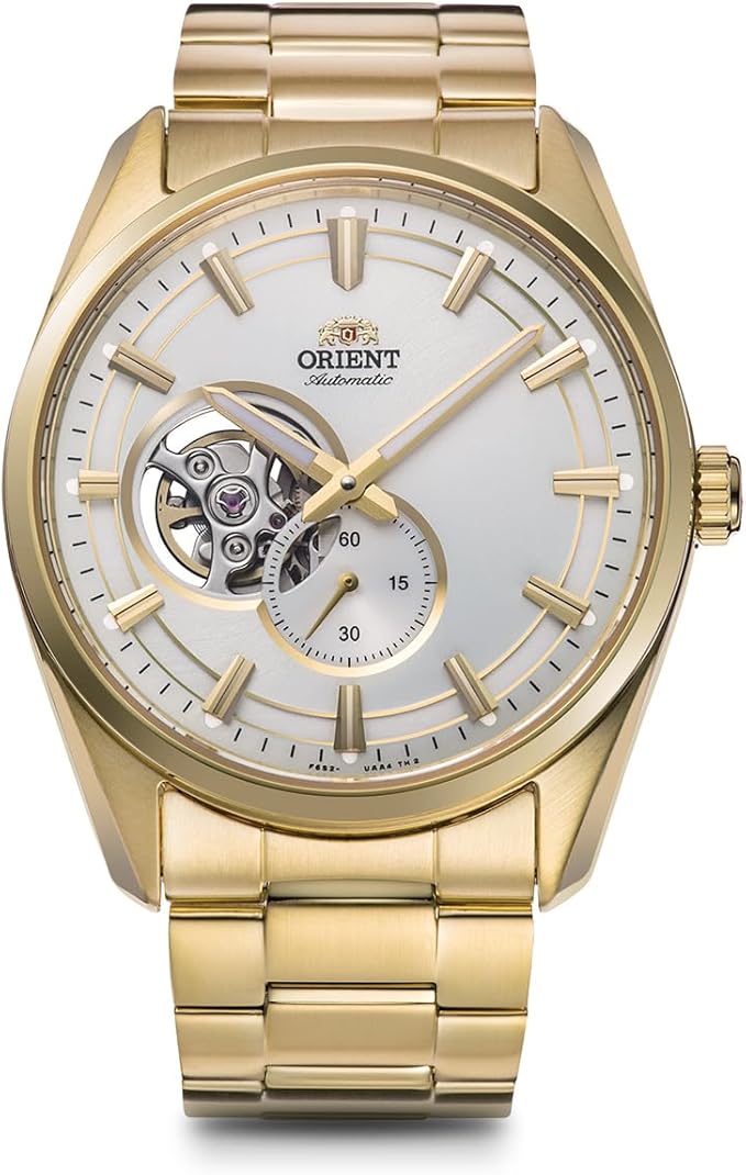 ORIENT CONTEMPORARY SEMI-SKELETON OPEN HEART AUTOMATIC GOLD MEN WATCH RN-AR0007S