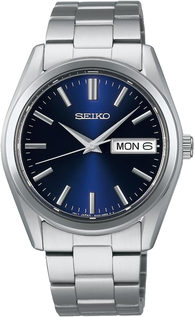 SEIKO SELECTION S SERIES DAY-DATE SILVER & NAVY BLUE MEN WATCH SBTH009