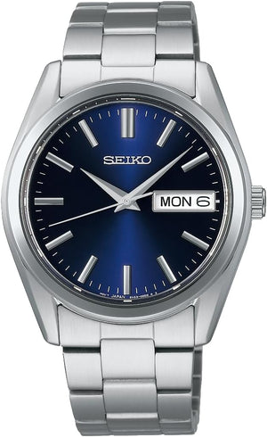 SEIKO SELECTION S SERIES DAY-DATE SILVER & NAVY BLUE MEN WATCH SBTH009