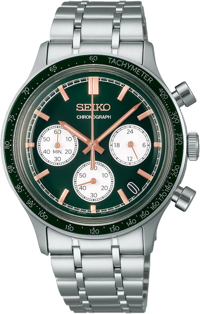 SEIKO SELECTION ANALOG CHRONOGRAPH SILVER & GREEN MEN WATCH SBTR057