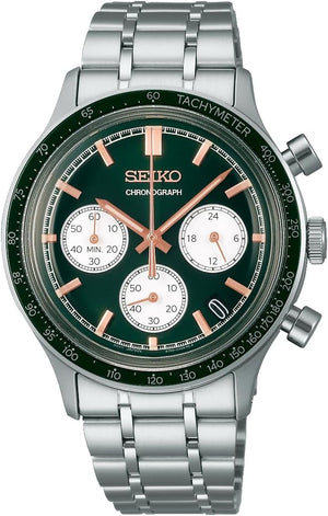 SEIKO SELECTION ANALOG CHRONOGRAPH SILVER & GREEN MEN WATCH SBTR057