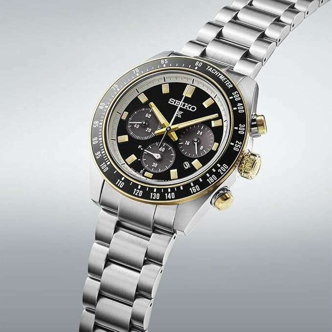 ROOK JAPAN:SEIKO PROSPEX SPEEDTIMER SOLAR CHRONOGRAPH LARGE SILVER & GOLD MEN WATCH SBDL113,JDM Watch,Seiko Prospex