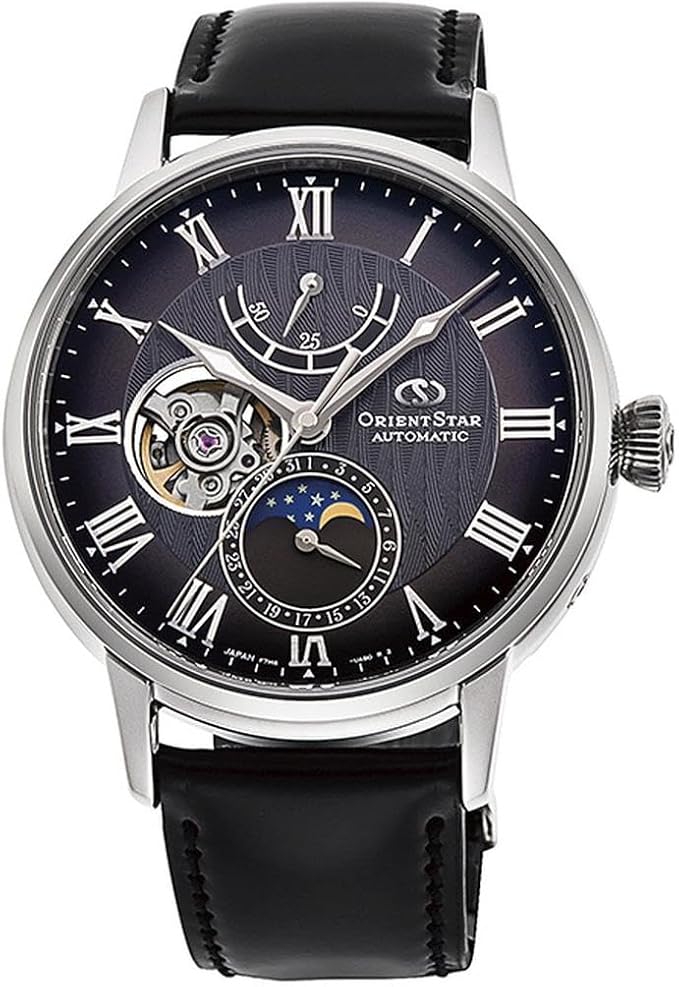 ORIENT STAR MOON PHASE OPEN HEART SAPPHIRE GLASS MEN WATCH RE-AY0107N