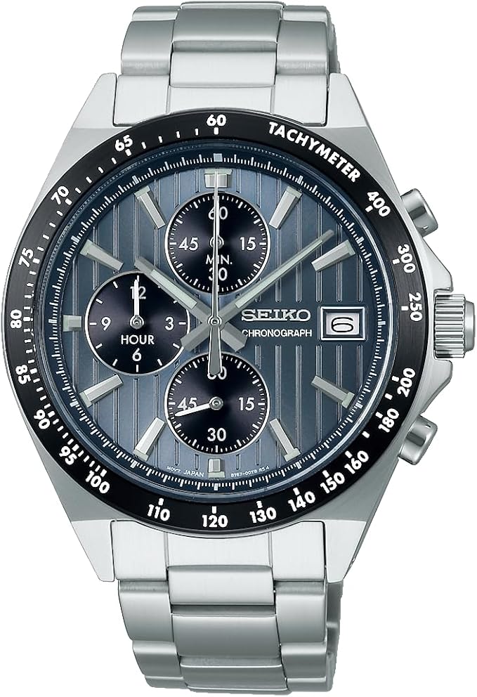 SEIKO SELECTION S SERIES CHRONOGRAPH SILVER & BLUE GREY MEN WATCH SBTR041
