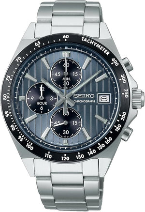 SEIKO SELECTION S SERIES CHRONOGRAPH SILVER & BLUE GREY MEN WATCH SBTR041