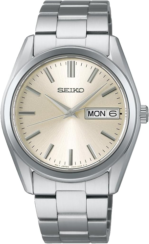 SEIKO SELECTION S SERIES DAY-DATE SILVER & CHAMPAGNE GOLD MEN WATCH SBTH007
