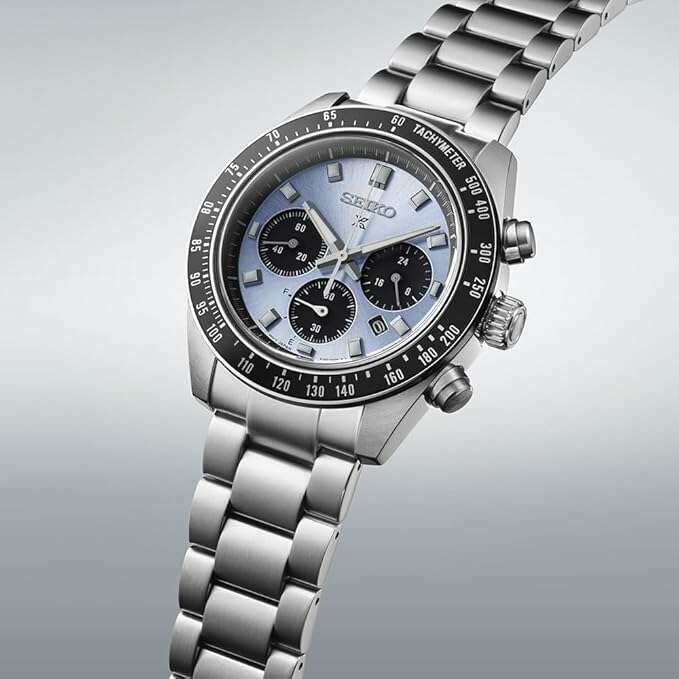 ROOK JAPAN:SEIKO PROSPEX SPEEDTIMER SOLAR CHRONOGRAPH LARGE SILVER & CRYSTAL BLUE MEN WATCH SBDL109,JDM Watch,Seiko Prospex