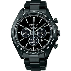 SEIKO SELECTION THE STANDARD CHRONOGRAPH SOLAR ALL BLACK MEN WATCH SBPY169