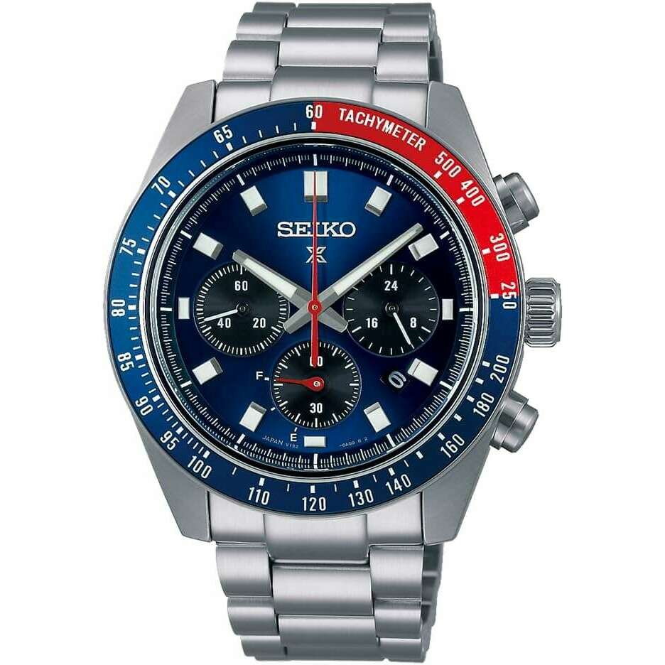 ROOK JAPAN:SEIKO PROSPEX SPEEDTIMER SOLAR CHRONOGRAPH LARGE SILVER, BLUE & RED MEN WATCH SBDL097,JDM Watch,Seiko Prospex