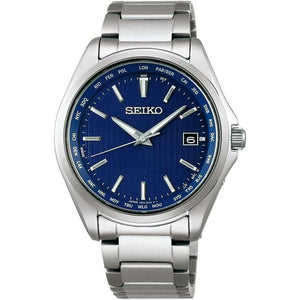 SEIKO SELECTION ANALOG RADIO WAVE SILVER & BLUE MEN WATCH SBTM289