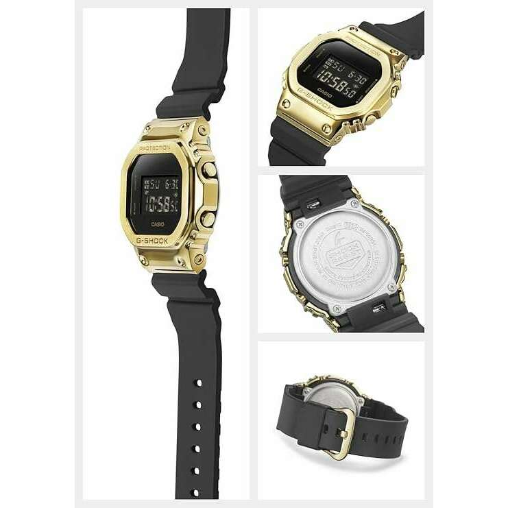 ROOK JAPAN:CASIO G-SHOCK METAL COVERED DAY-DATE DIGITAL BLACK & GOLD MEN WATCH GM-5600G-9JF,JDM Watch,Casio G-Shock