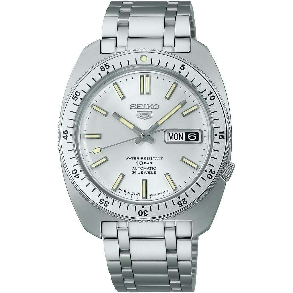 SEIKO 5 SPORTS HERITAGE DESIGN AUTOMATIC REISSUE SILVER MEN WATCH