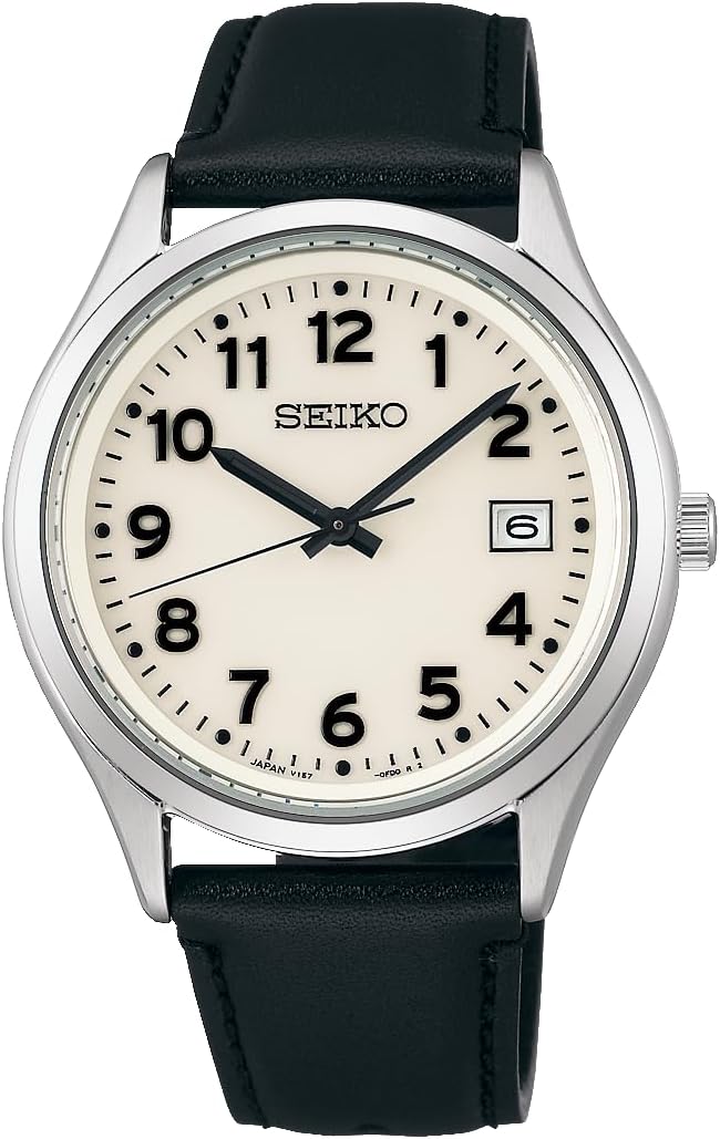 SEIKO SELECTION S SERIES SOLAR BLACK LEATHER STRAP SILVER MEN WATCH SBPX157