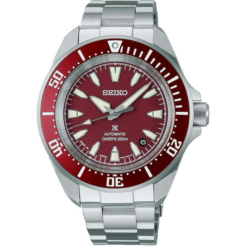 ROOK JAPAN:SEIKO PROSPEX SAMURAI DIVER SCUBA AUTOMATIC SILVER & RED MEN WATCH SBDY129,JDM Watch,Seiko Prospex