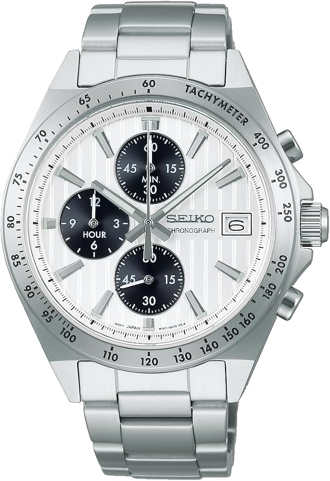 SEIKO SELECTION S SERIES CHRONOGRAPH SILVER & WHITE MEN WATCH SBTR039