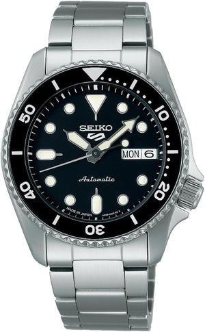 SEIKO 5 SPORTS SKX MID-SIZE "SPORTS STYLE" SILVER & BLACK MEN WATCH SBSA225