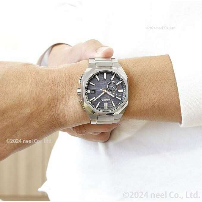 SEIKO ASTRON NEXTER DYNA GPS SOLAR RADIO WAVE SILVER & BLUE GREY MEN WATCH SBXD013