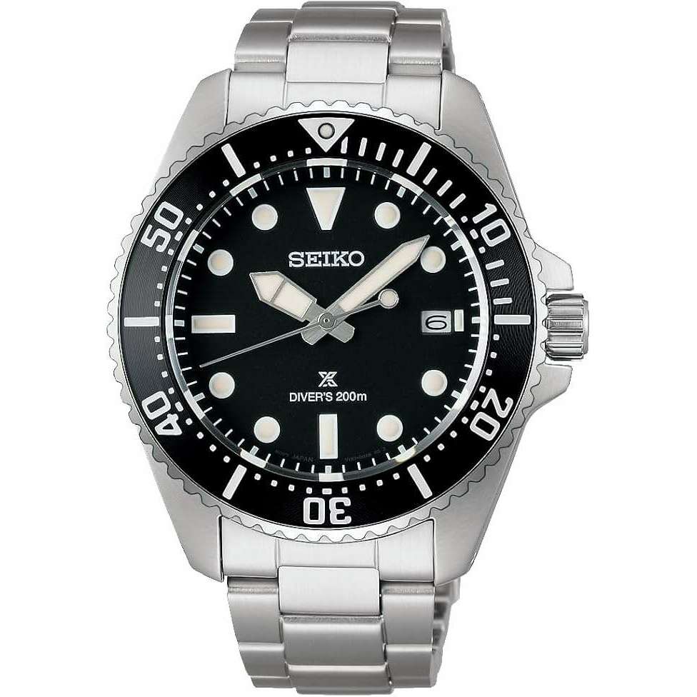 ROOK JAPAN:SEIKO PROSPEX DIVER SCUBA PADI SOLAR SILVER STRAP BLACK DIAL MEN WATCH SBDJ063,JDM Watch,Seiko Prospex