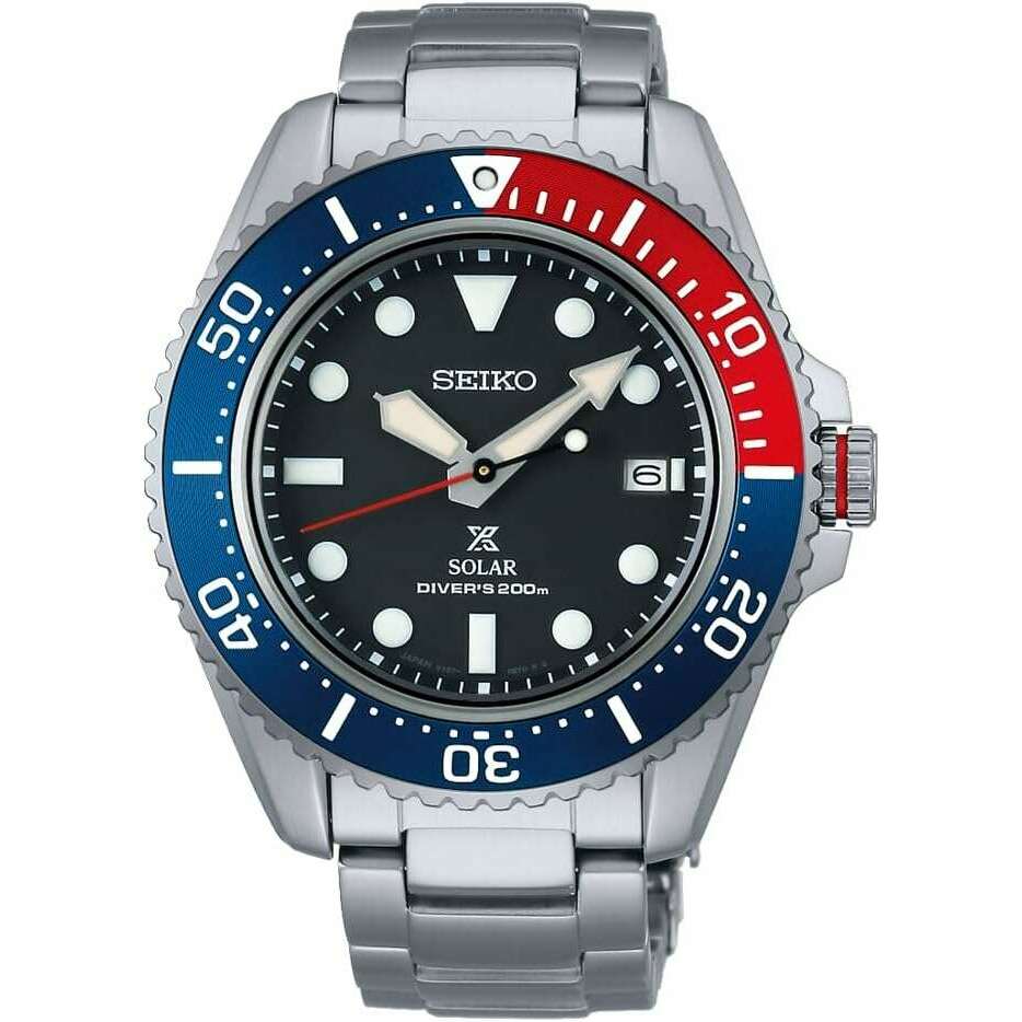 ROOK JAPAN:SEIKO PROSPEX DIVER SCUBA SOLAR SILVER BLUE & RED MEN WATCH SBDJ053,JDM Watch,Seiko Prospex