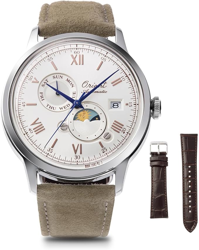 ORIENT BAMBINO SUN&MOON 75TH ANNIVERSARY INTERCHANGEABLE STRAP MEN WATCH (750 LIMITED) RN-AK0808S