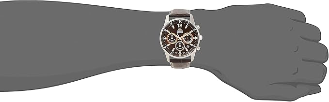 ORIENT CHRONOGRAPH BROWN LEATHER STRAP MEN WATCH RN-KV0005Y