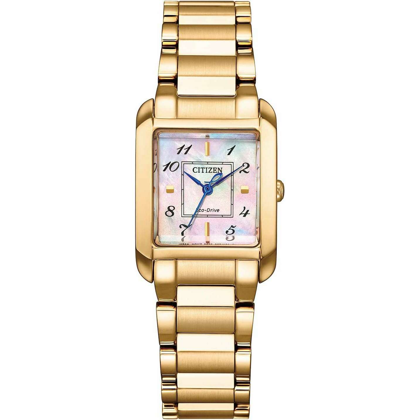 CITIZEN L SQUARE COLLECTION ECO-DRIVE WARM GOLD STRAP PEARLY