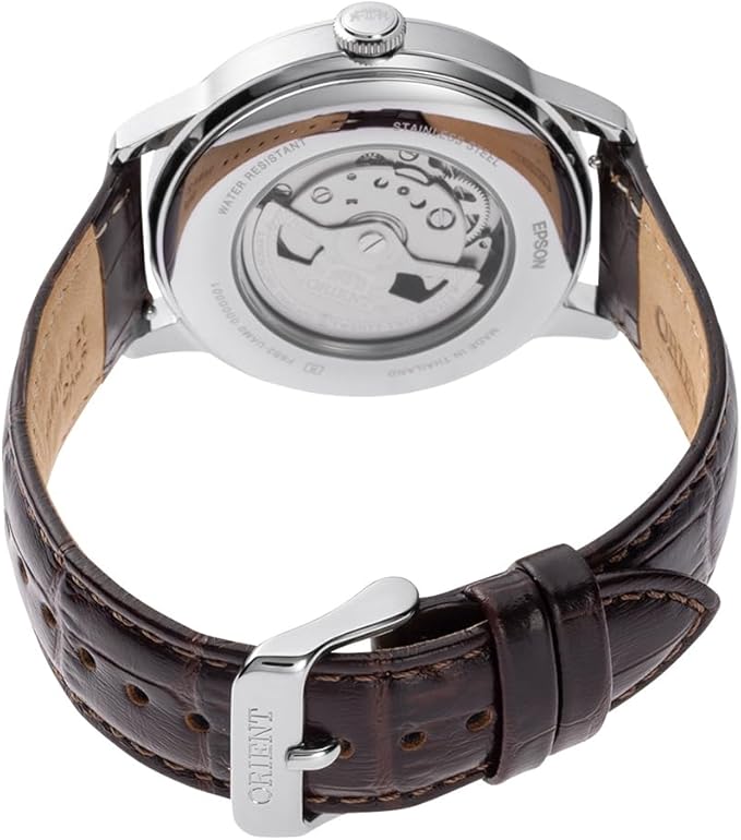 ORIENT BAMBINO SUN&MOON AUTOMATIC LEATHER STRAP BORDEAUX RED DIAL MEN WATCH RN-AK0807R