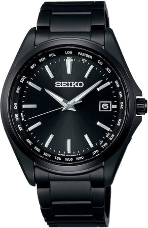 SEIKO SELECTION SOLAR RADIO WAVE BLACK EDITION MEN WATCH SBTM333