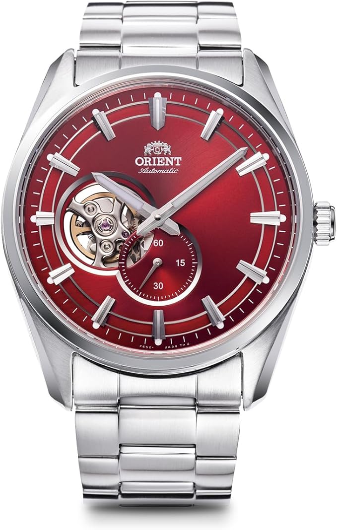 ORIENT CONTEMPORARY SEMI-SKELETON AUTOMATIC OPEN HEART RED MEN WATCH RN-AR0010R