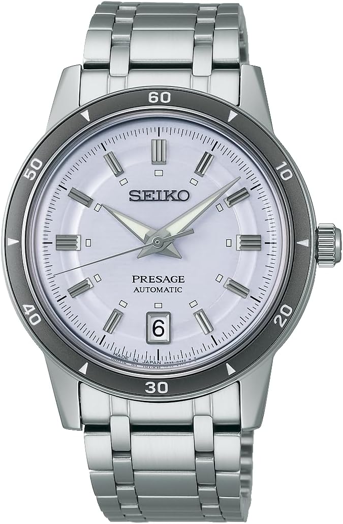 SEIKO PRESAGE STYLE 60'S SERIES AUTOMATIC SILVER VIOLET DIAL MEN WATCH SARY267