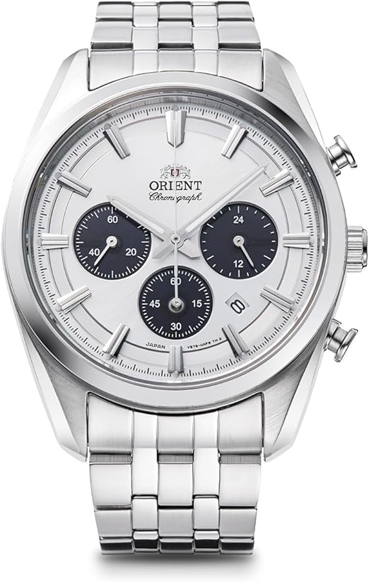 ORIENT CONTEMPORARY SOLAR CHRONOGRAPH SILVER & WHITE MEN WATCH RN-TX0305S