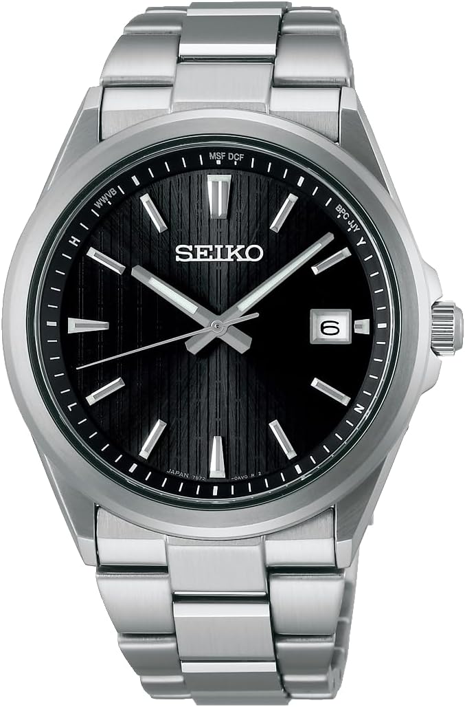 SEIKO SELECTION S SERIES PREMIUM SOLAR RADIO WAVE SILVER & BLACK MEN WATCH SBTM351