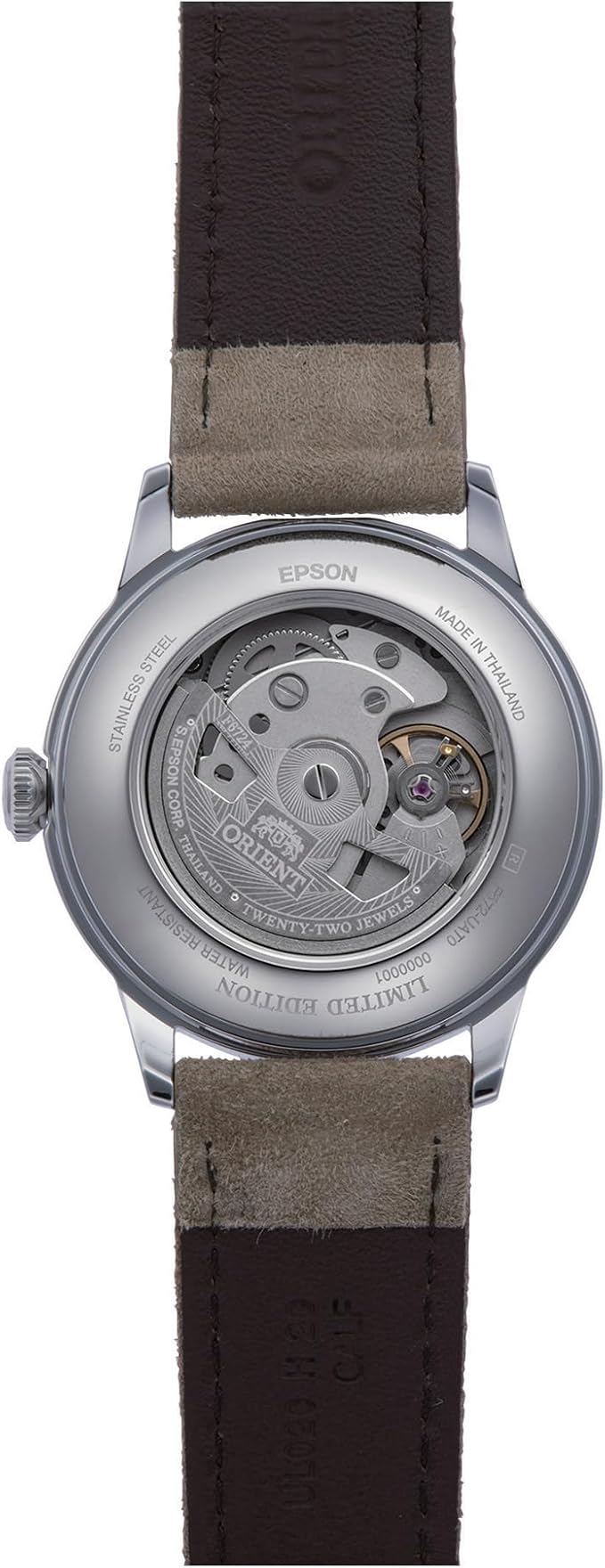 ORIENT BAMBINO CLASSIC LEATHER STRAP BROWN & IRON GREY MEN WATCH RA-AC0M13N