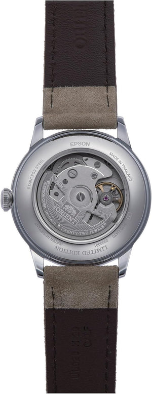 ORIENT BAMBINO CLASSIC LEATHER STRAP BROWN & IRON GREY MEN WATCH RA-AC0M13N